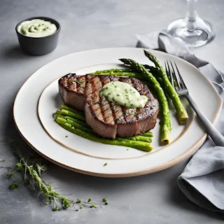 Faux-filet à la crème d'asperges vertes