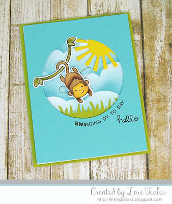 Swinging by to Say Hello card-designed by Lori Tecler/Inking Aloud-stamps and dies from Lawn Fawn