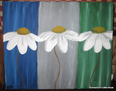 Painted Daisies on the Virtual Refrigerator art link-up hosted by Homeschool Coffee Break @ kympossibleblog.blogspot.com #art  #VirtualFridge