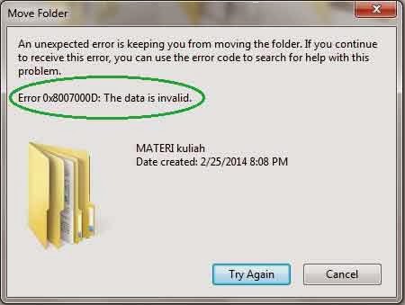 Cara Mengatasi Error 0x800700D The Data Is Invalid Pada Komputer