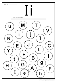 Find letter i worksheet -- printable ESL materials to teach English alphabet