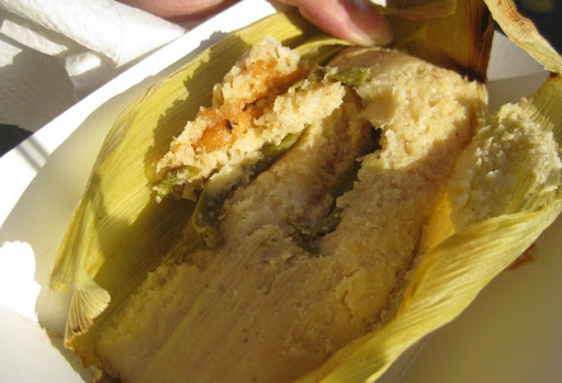 Corn and green chile tamal