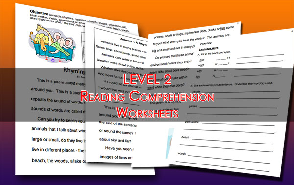 Reading Comprehension Worksheets (Level 2) in PDF