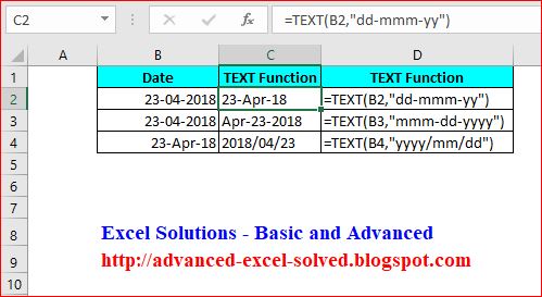 How to use TEXT function