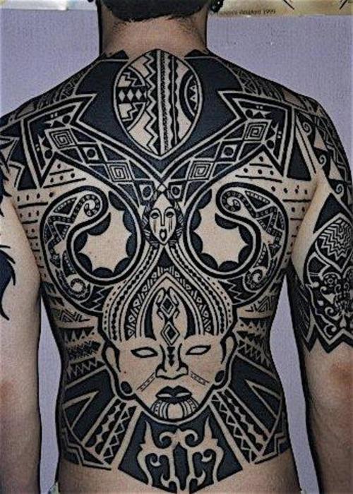 Back tribal tattoos for men