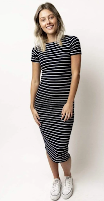 Gibson Stripe Rib Knit Maxi Dress