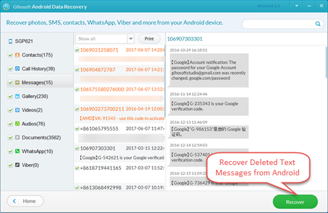 recover deleted text messages on android