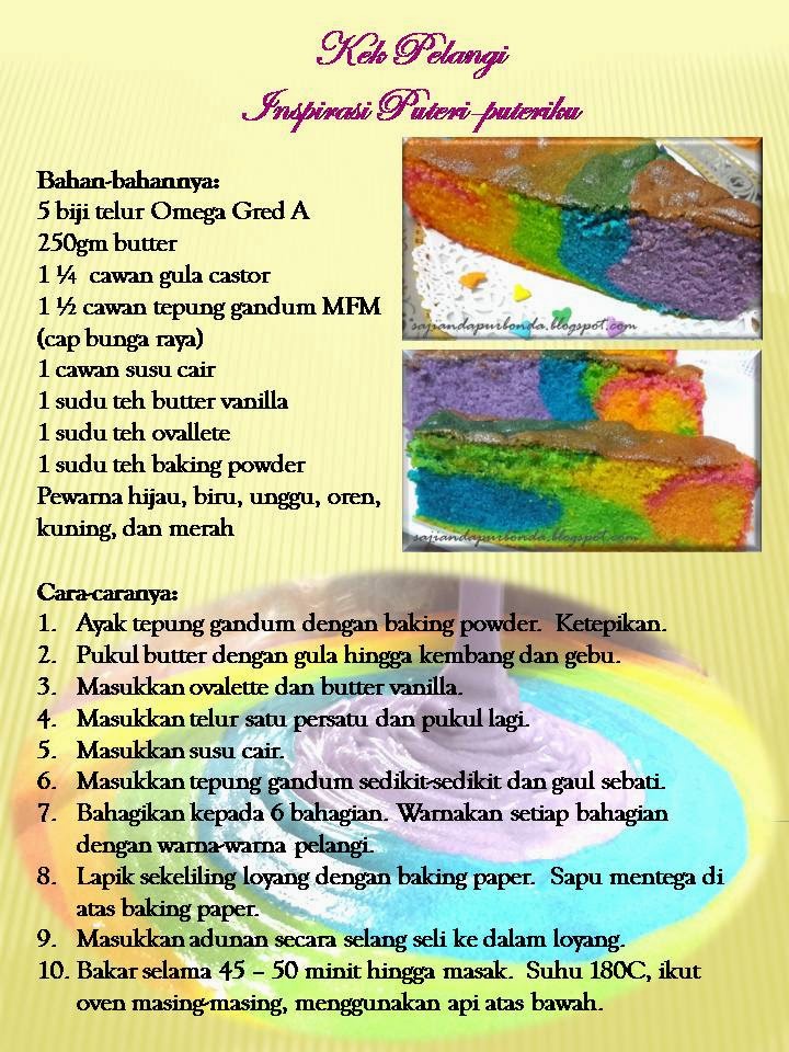 Sajian Dapur Bonda: Kek Pelangi, warna pelangi inspirasi 