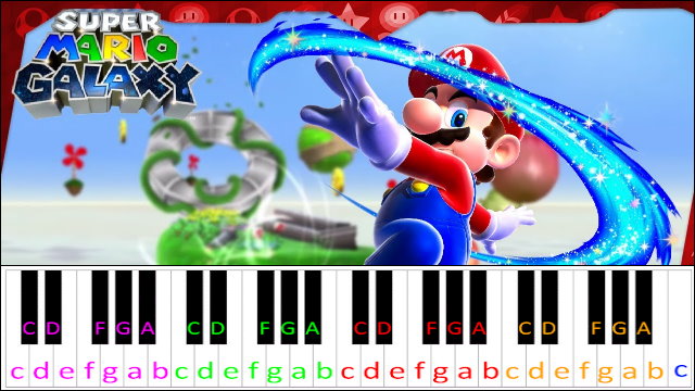 Gusty Garden Galaxy (Super Mario Galaxy) Hard Version kalimba number notes / tabs for Beginners