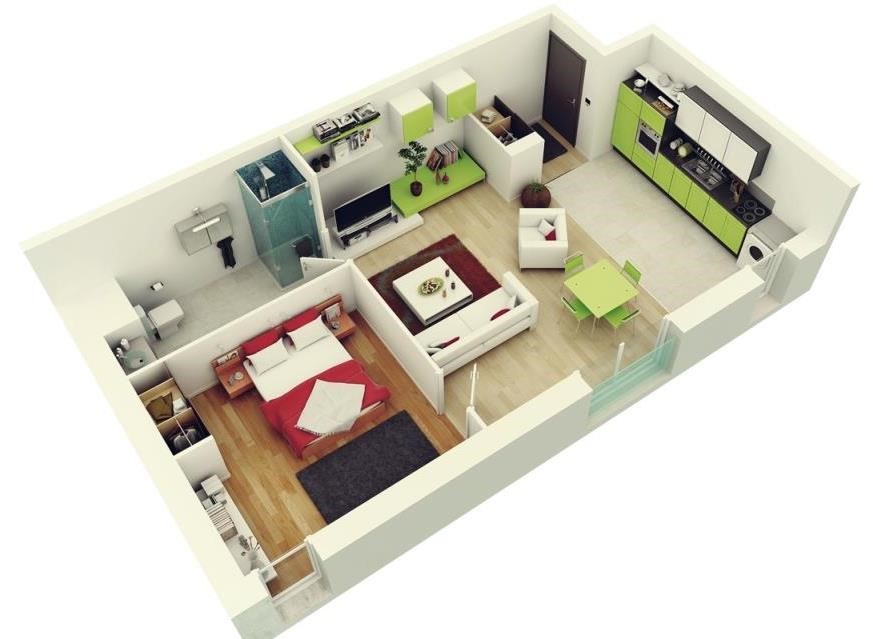 10 1 Bedroom Design Ideas-1  Bedroom Apartment/House Plans 1,Bedroom,Design,Ideas