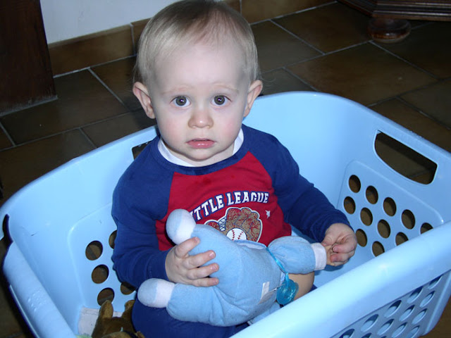 Benjamin helping with laundry