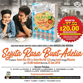 Sejuta Rasa Buat Adelia, Drama Sejuta Rasa Buat Adelia, Drama Adaptasi Novel, Novel Ulam Kasih Sambal Cinta, 2018, Astro Ria, MIG, Sejuta Rasa Buat Adelia Cast, Pelakon Drama Sejuta Rasa Buat Adelia, Aliff Aziz, Daiyan Trisha, Adam Lee, Elvina Mohamad, Fikhree Bakar, Jasper Supayah, Shukri Tahir, Vicha Saywho, Shah Kimin, Esma Dainal, Sabrina Ali, Zalif Sidek, Ikmal Amry, Sheila Mambo, Kartina Aziz, Poster, Slot MegaDrama, 