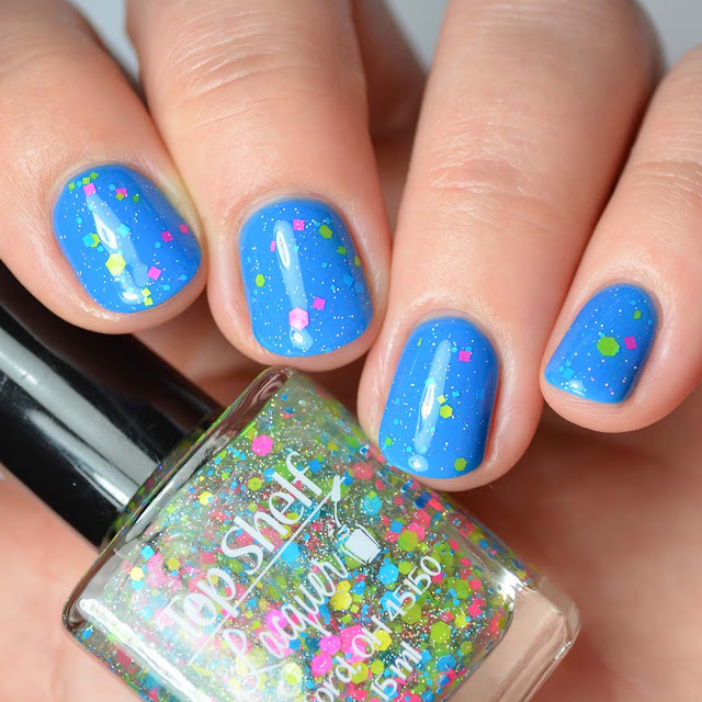 neon glitter nail polish topper