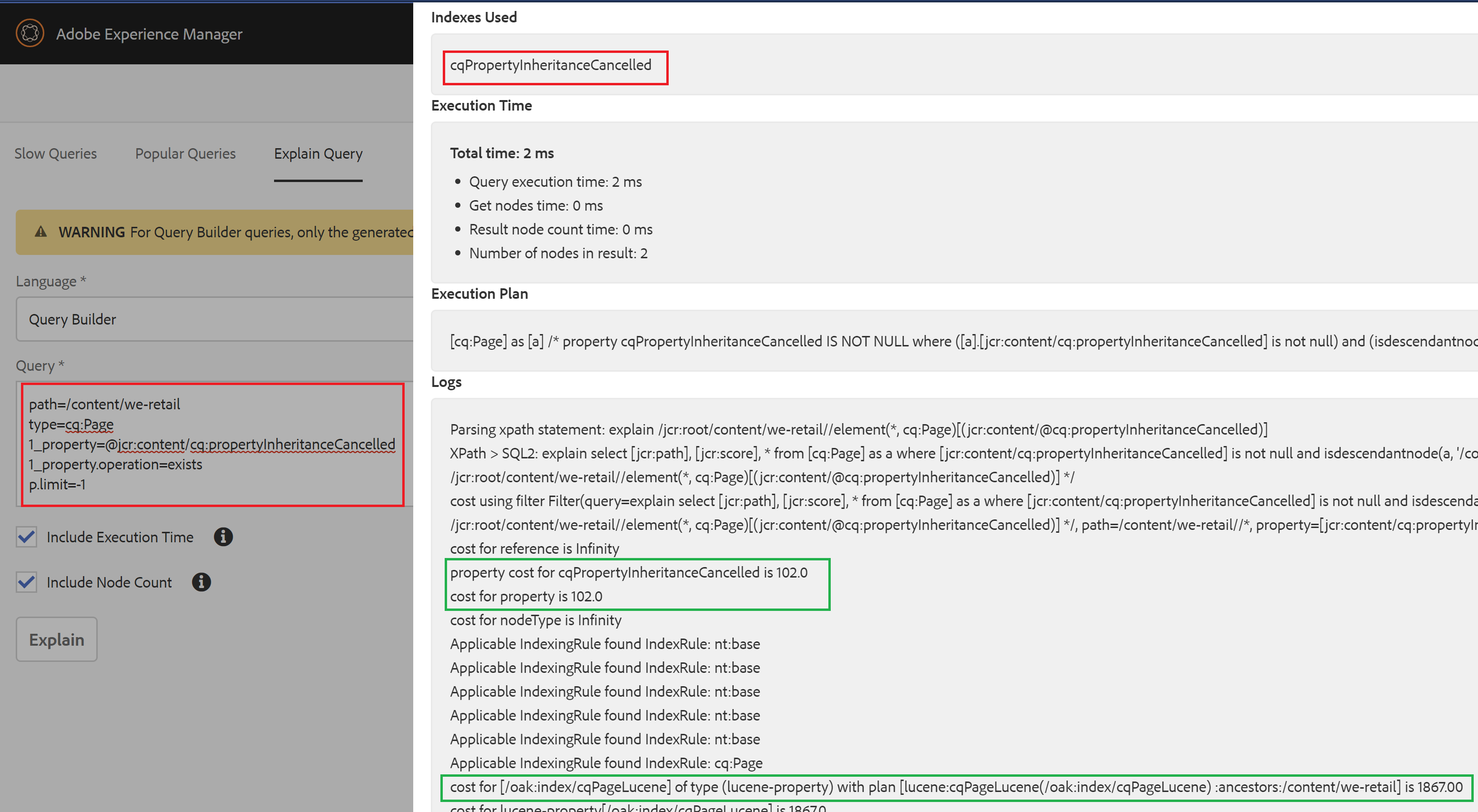 explain-query-console