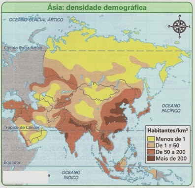 Resultado de imagem para mapas da densidade demográfica da  asia
