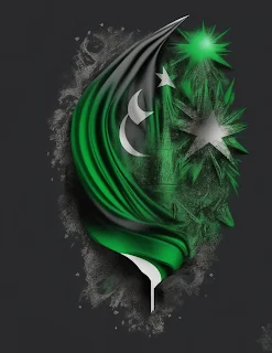 graphic design, Pakistan Independence Day, Unique, vector image, masterpiece,  Black Background,