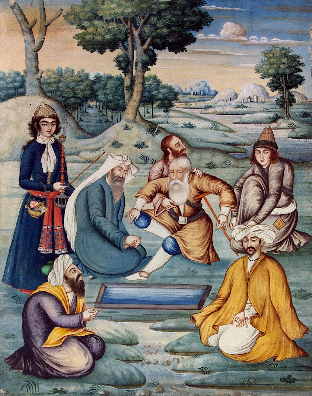 Bathing a Cripple in a Healing Spring by Muhammad Riza Irvani - Miniatures from Hermitage Museum