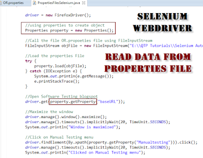 Read data from Properties file using Java Selenium webdriver