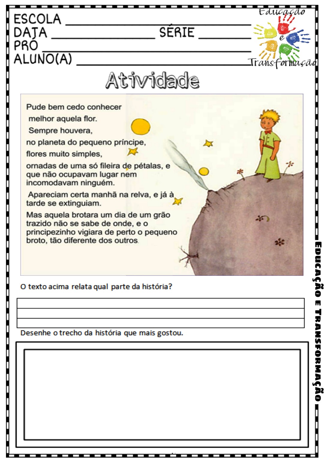 Historia Do Pequeno Principe Para Educação Infantil Blog Educação e Transformação: 👍O Pequeno Príncipe: atividades