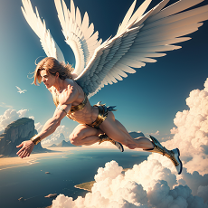Ícaro - Personagem da mitologia - Homem voando com asas artificiais