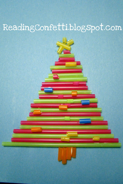 Drinking straw Christmas tree craft