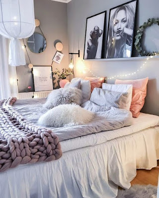 cute grey teenage girl bedroom