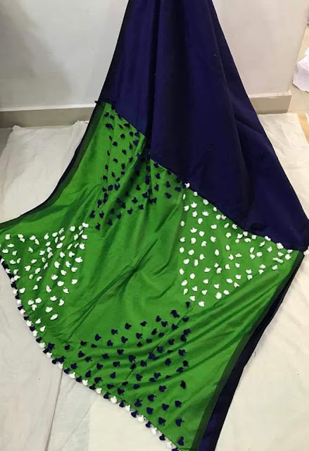 Cotton silk pompom saree