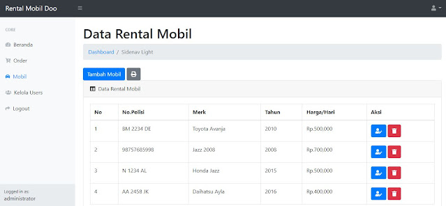 Source Code Aplikasi Rental Mobil