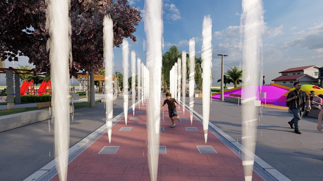 Fonte d'água inteligente na Praça da Liberdade