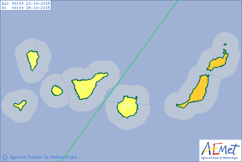 Activan a viso naranja por lluvias para viernes 23 octubre en Fuerteventura y Lanzarote