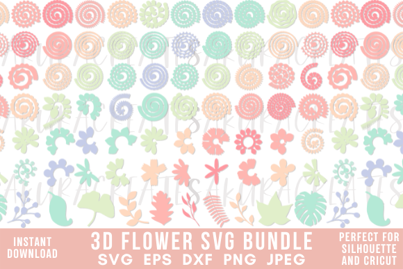 Monogram 106 Rolled Paper 3D Flower Bundle SVG Cricut Silhouette create your own DIY projects using your Cricut Explore, Silhouette Cameo and more.