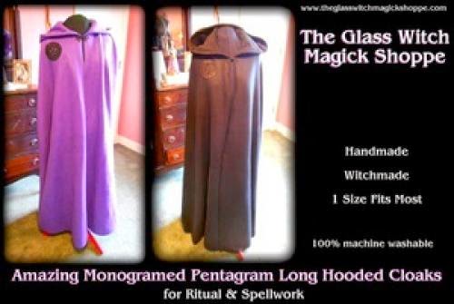 Amazing Monogramed Pentagram Long Hooded Cloaks Black And Dark Purple - 219 00