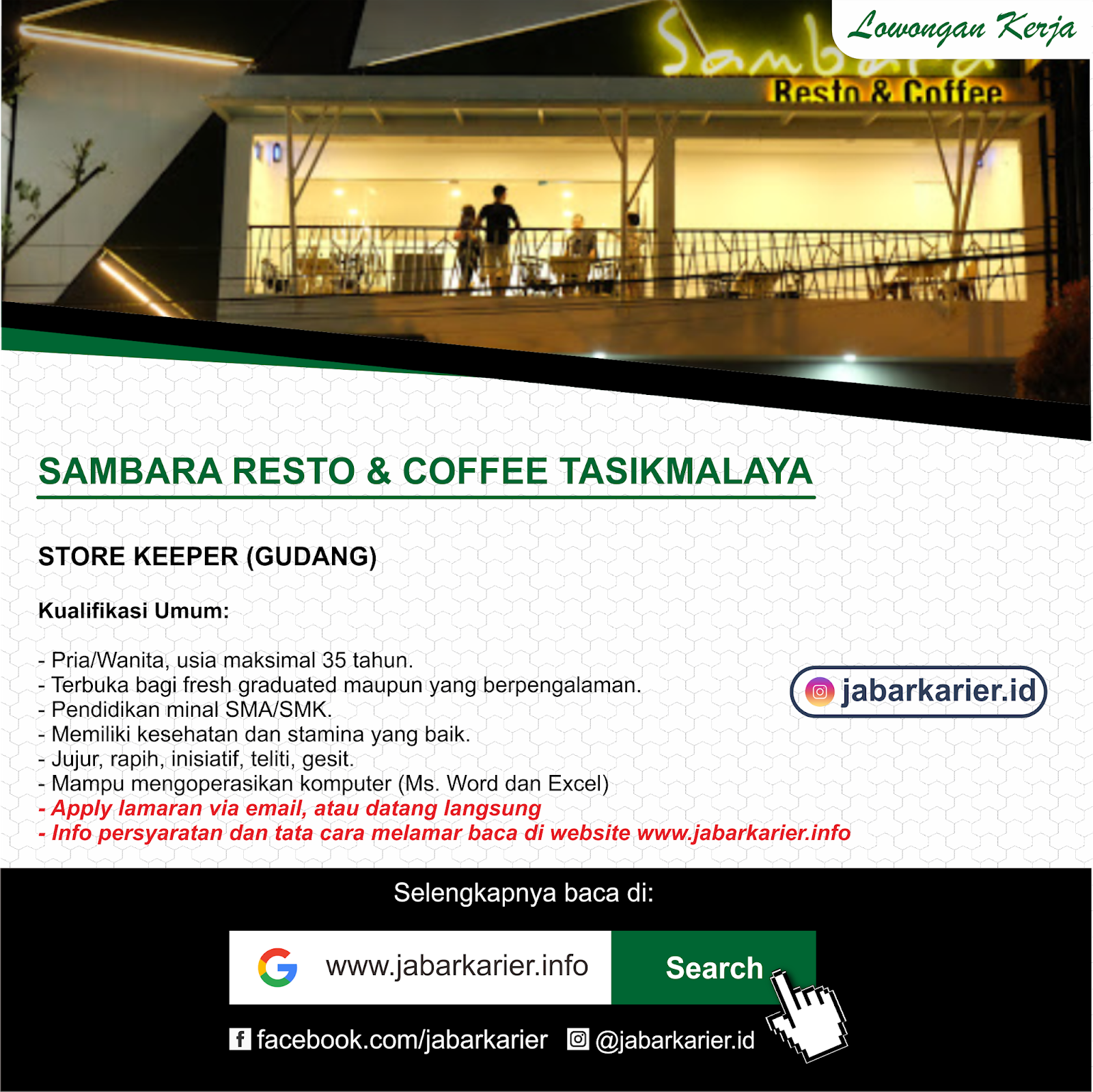 Loker Sambara Resto & Coffee Tasikmalaya | Lowongan Kerja ...