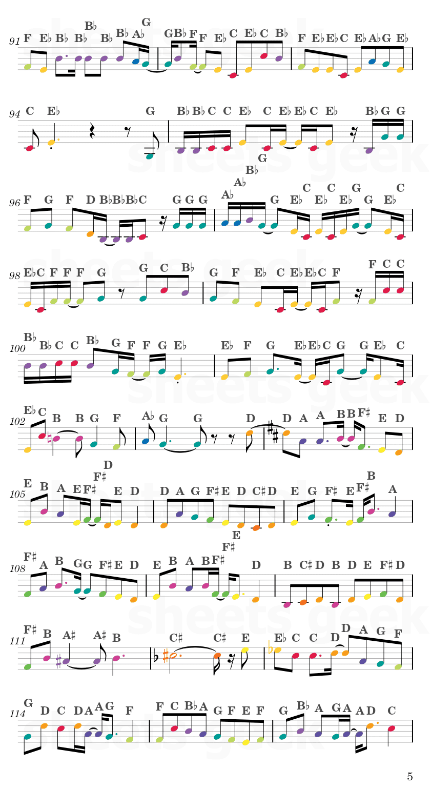 Racing into the Night - Yoasobi Easy Sheet Music Free for piano, keyboard, flute, violin, sax, cello page 5