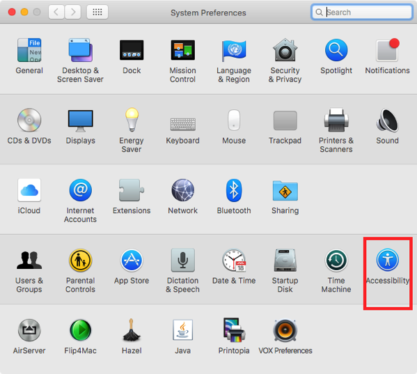 System Preferences showing all the preference panes