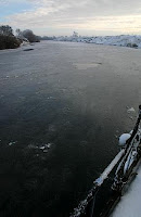 dutch barge, river ouse, frozen river