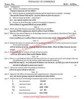 Pedagogy of Commerce B.Ed Question Paper