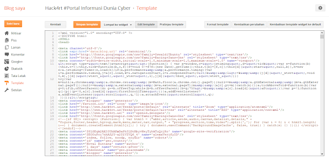 Tampilan EDIT HTML Template Blogger Baru