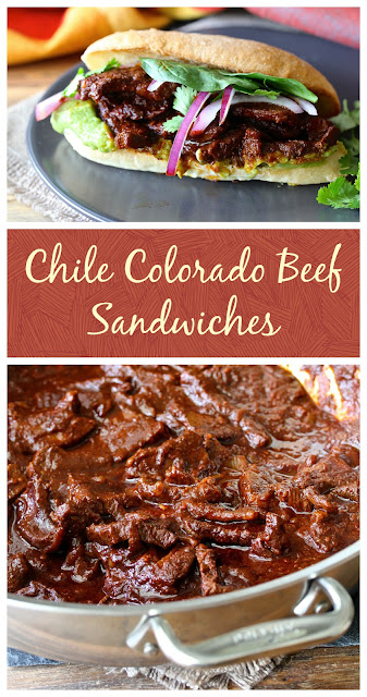 Tortas de Chile Colorado de Res are Mexican sandwiches made with beef simmered in a wonderful red chile sauce. 