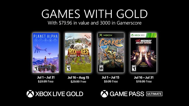 Juegos gratis con Gold para Julio de 2021