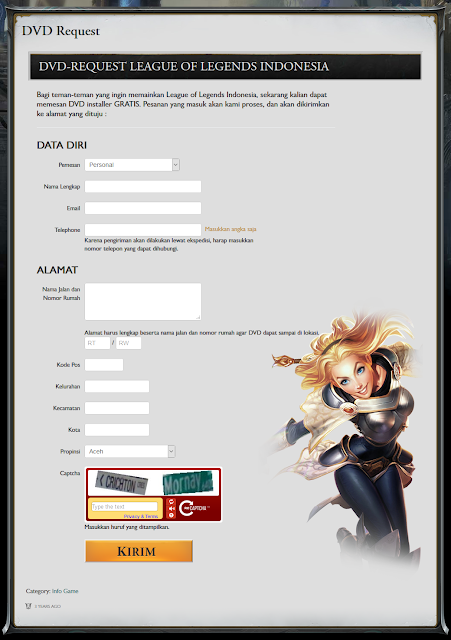 Cara Memesan / Order DVD League of Legends Gratis dari Garena