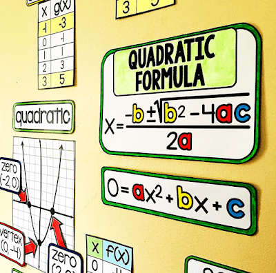 Algebra vocabulary wall Quadratic Formula