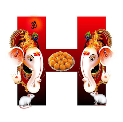 H Alphabet with Lord Ganesha Image