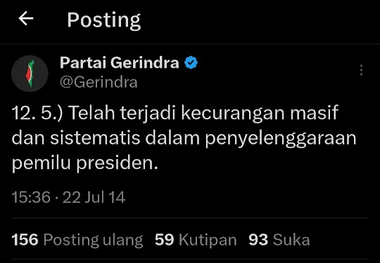 Twit Mbah Uyok sangat nampol buat Pendukung Prabowo Buat Pendukung Prabowo Kalian Tidak Usah Berbangga, Kalian Tahu Persis Proses Pemenangan 2024 Mirip 2019 (Bahkan Lebih Kasar)