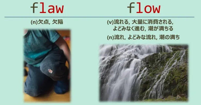 flaw, flow, スペルが似ている英単語