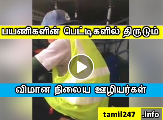 விமான பயணிகளின் பெட்டிகளில் திருடும் விமான நிலைய ஊழியர்கள் - வீடியோ காட்சி 