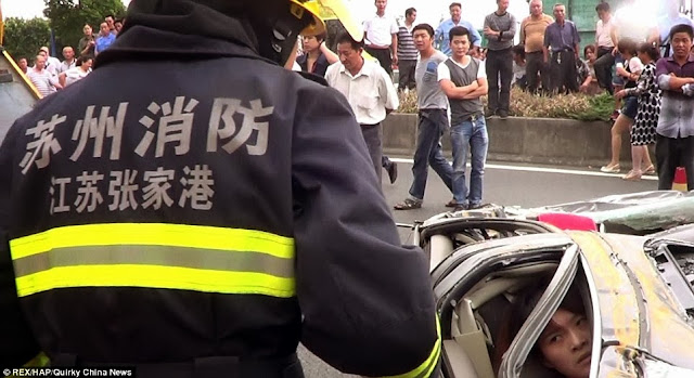 woman escape death container