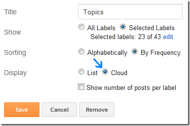 labels settings