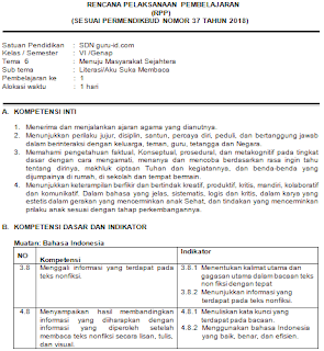 gambar RPP k13 kelas 6 Tema 6 Subtema 4 revisi 2018