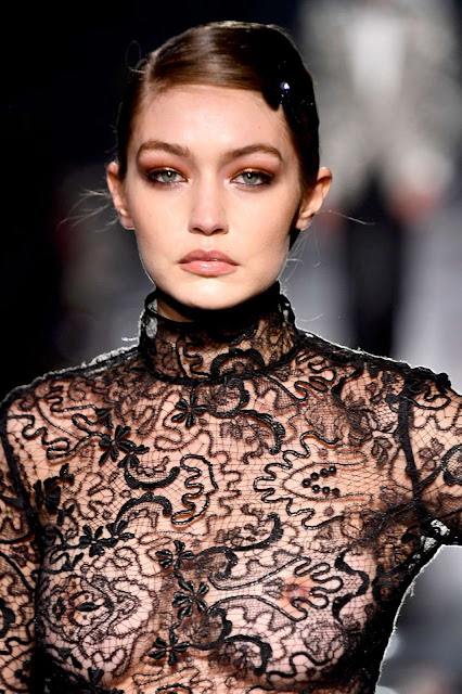 Gigi Hadid Nipples in See-Through Dress at Tom Ford AW20 Fashion Show in Hollywood